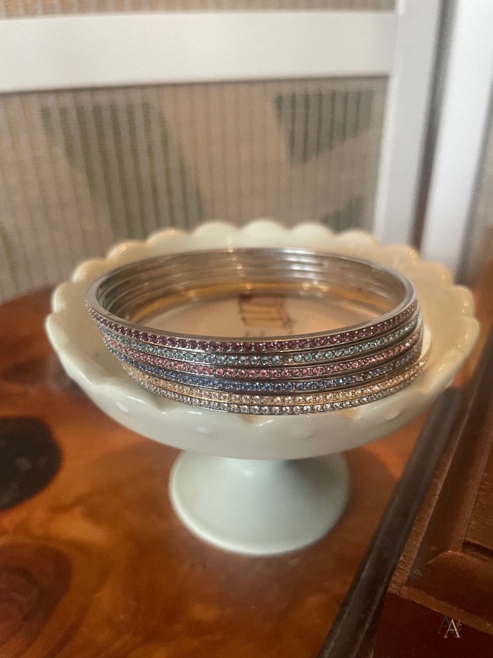 Vintage Swarovski made Multi-Color Crystal Channel Stacking Bangles - Set of 6
